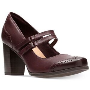 Womens Clarks Claeson Tilly Comfort Mary Jane Heels, Burgundy Leather